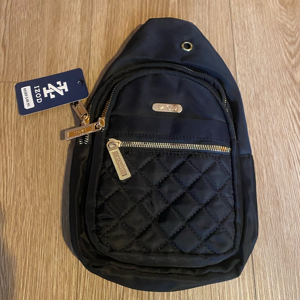 Izod Black Quilted Crossbody Bag